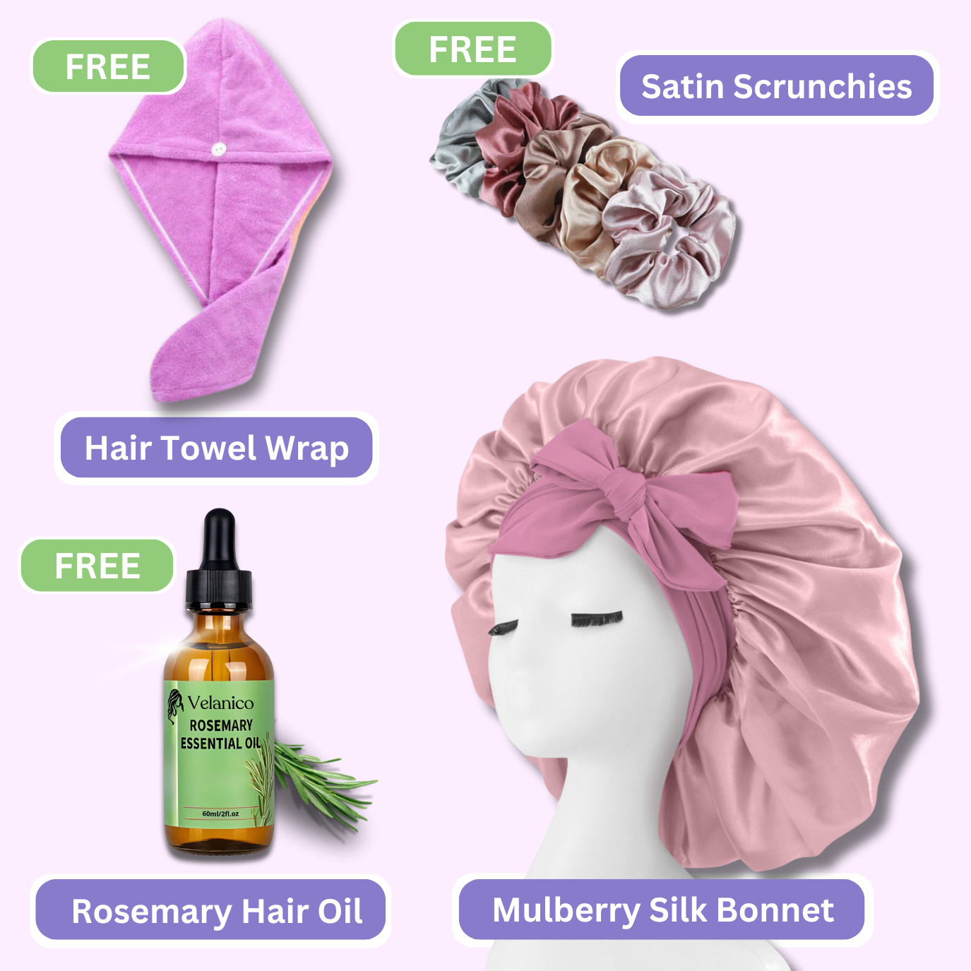 Silk Bonnet Hair Health Bundle (3 FREE Gifts)